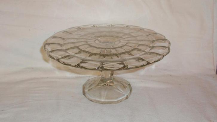 Oude glazen taartenschaal op hoge voet, Antiquités & Art, Antiquités | Verre & Cristal, Enlèvement ou Envoi