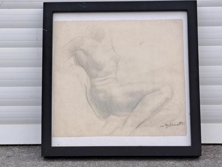 Dessin nu signe Marcel delmotte, Antiek en Kunst, Kunst | Tekeningen en Fotografie, Ophalen of Verzenden