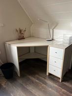 Hoekbureau wit met bijhorende lades, Huis en Inrichting, Bureaus, Ophalen, Zo goed als nieuw, Bureau