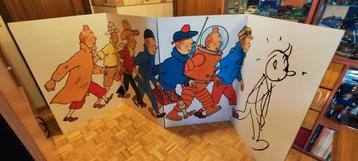 Grand panneau synoptique Tintin en carton rigide.