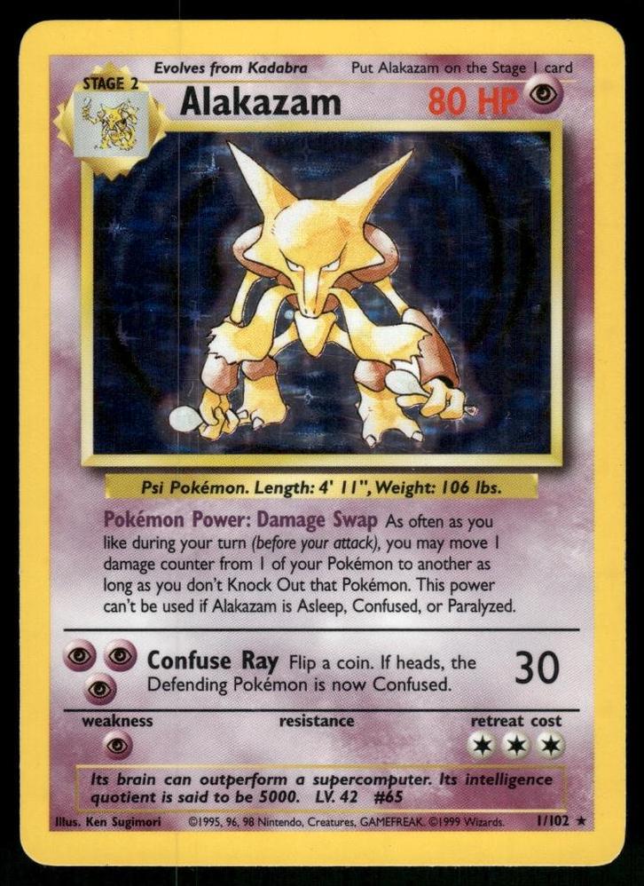 Alakazam 1/102 - Base (NM), Hobby en Vrije tijd, Verzamelkaartspellen | Pokémon, Gebruikt, Verzenden