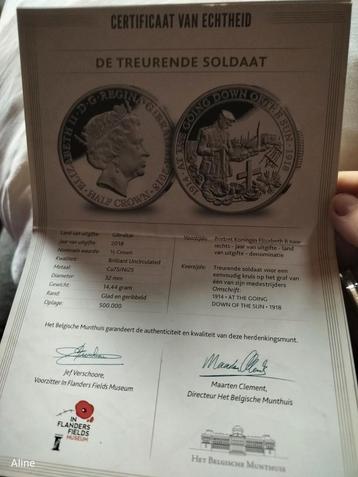 Herdenkingsmunt oorlog ieper beschikbaar voor biedingen