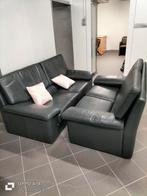 Bankstel 3 + 2 zits in leder, kleur groen €100, Ophalen, Gebruikt
