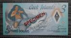 Bankbiljet 3 dollar Cook Islands 2021 UNC Polymer Specimen, Setje, Ophalen of Verzenden