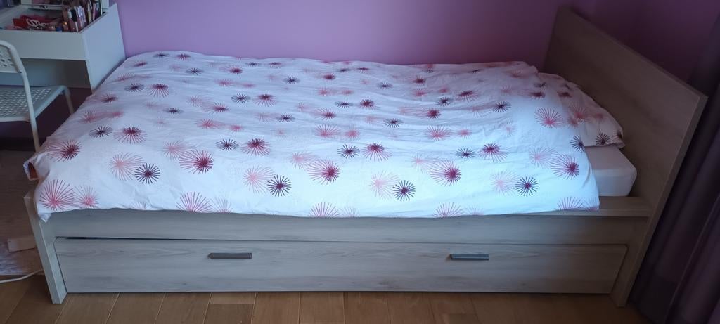 lit une personne en bois, avec grand tiroir de rangement, Maison & Meubles, Chambre à coucher | Lits, Enlèvement, Utilisé, Une personne