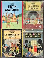 4 Tintin (1eo) état raisonnable  à abîmé, Meerdere stripboeken, Ophalen of Verzenden, Gelezen, Hergé