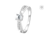 Zilveren ring met zirkonia, Comme neuf, Argent, Avec strass, Femme