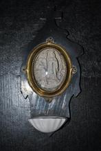 Holy font kalksteen porselein hout glas koper 19e eeuw, Antiek en Kunst, Ophalen of Verzenden