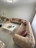 Beige salonset te koop, Huis en Inrichting, Ophalen, Gebruikt, Stof