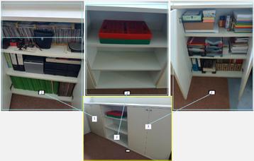 Te koop: witte studenten bureau met stoel, lade en 3 kasten beschikbaar voor biedingen