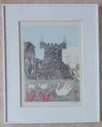 PJEROO ROOBJEE / KASTEEL ZWANEN / KLEURLITHO / 68x55cm KADER, Ophalen of Verzenden