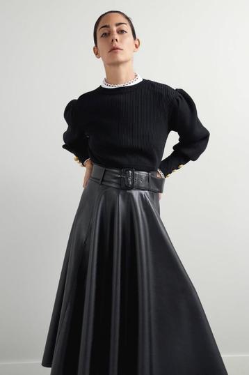 Zara : Rok Leerlook / faux leather met ceintuur : XL - Nieuw beschikbaar voor biedingen