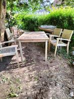 Teak hardhouten tuinset stapelbare stoelen, Tuinset, Hardhout, Ophalen of Verzenden, Zo goed als nieuw
