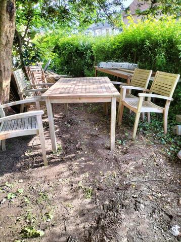 Teak hardhouten tuinset stapelbare stoelen 