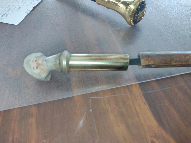 Oude verzamelstok met pikhouweel, Antiek en Kunst, Curiosa en Brocante, Ophalen of Verzenden