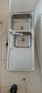 Dubbele inox spoelbak, Huis en Inrichting, Ophalen, Gebruikt