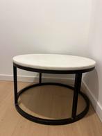 Witte stenen salontafel, Huis en Inrichting, Ophalen, Gebruikt, Rond, 50 tot 100 cm