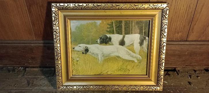 Peinture de chiens de chasse, 32x26, n231, Antiquités & Art, Art | Peinture | Classique, Enlèvement ou Envoi