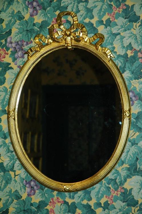 Antieke spiegel, ovaal met gouden frame, Antiek en Kunst, Antiek | Spiegels, Minder dan 50 cm, Minder dan 100 cm, Ovaal, Ophalen
