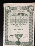 Aandeel Lukolela- plantations, Postzegels en Munten, Aandelen en Waardepapieren, 1920 tot 1950, Ophalen of Verzenden, Aandeel