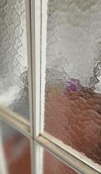 gratis : deur in geschilderd hout met figuurglas, Doe-het-zelf en Bouw, Glas en Ramen, Ophalen, Gebruikt