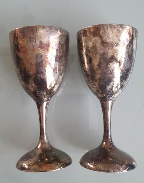 Twee Antieke mooi zilveren bekkers., Antiek en Kunst, Curiosa en Brocante, Verzenden