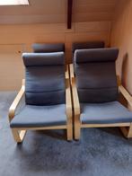 4 Fauteuils IKEA avec 2 repose-pieds, Huis en Inrichting, Fauteuils, Ophalen, Gebruikt, Hout