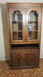 Hoge antieke vitrinekast, Huis en Inrichting, Ophalen, 100 tot 150 cm, Zo goed als nieuw, 150 tot 200 cm