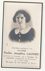 Deelneming Paulina LAUWERS Roubaix 1917 Antwerpen 1938 foto, Collections, Envoi, Image pieuse