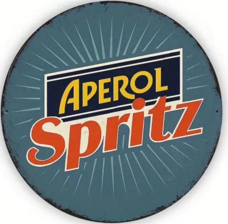 Reclamebord vintage Aperol Spritz (rond 2) - mancave nieuw, Verzamelen, Merken en Reclamevoorwerpen, Nieuw, Reclamebord, Ophalen of Verzenden