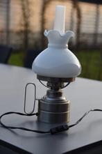 2 tafellampjes in tin. Zeer goede staat, Ophalen of Verzenden, Gebruikt, Glas, Minder dan 50 cm