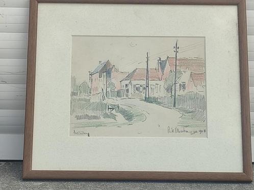 dessin Vue à Exterlaere signe Rik VLEESHOUWERS, Antiek en Kunst, Kunst | Tekeningen en Fotografie, Ophalen of Verzenden