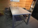 **keukentafel + 4 bijpassende/confortabele stoelen**, Tijdloos, leder-look, Kunststof, Rechthoekig, Vier personen