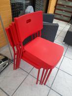 4 rode plastic stoelen  (ikea), Ophalen, Kunststof, Gebruikt, Vier