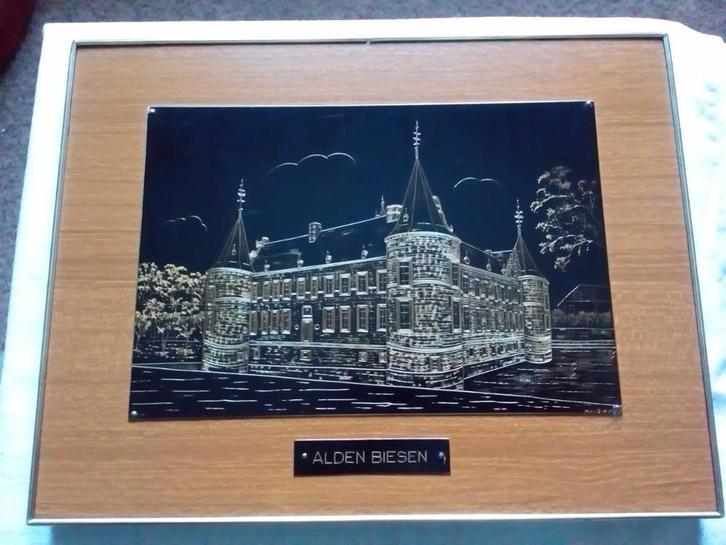 Alden Biesen - Metalen plaat gravure, Antiek en Kunst, Curiosa en Brocante, Ophalen of Verzenden