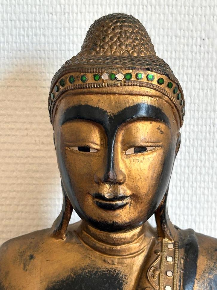 Ancienne statue de Bouddha Mandalay en Bois - Birmanie 1950, Antiquités & Art, Art | Art non-occidental, Enlèvement ou Envoi