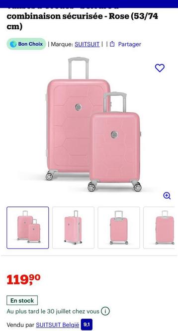 SUITSUIT Caretta - Ensemble de 2 valises  - Rose 74/65cm, Enlèvement, Comme neuf
