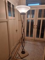 Lampadaire fer forgé/socle pierre/coupole verre sablé 190cm, Enlèvement, Utilisé, Verre