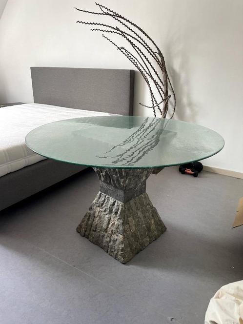 ronde tafel, Huis en Inrichting, Tafels | Eettafels, Zo goed als nieuw, 100 tot 150 cm, 100 tot 150 cm, Vier personen, Rond, Glas
