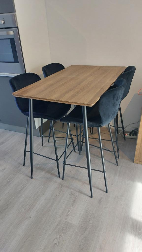 eettafel en 4 stoelen, Huis en Inrichting, Tafels | Eettafels, Zo goed als nieuw, 50 tot 100 cm, 100 tot 150 cm, Vier personen
