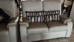 Lederen salon, Huis en Inrichting, Zetels | Zetels, Ophalen, Leer, Zo goed als nieuw, Rechte bank