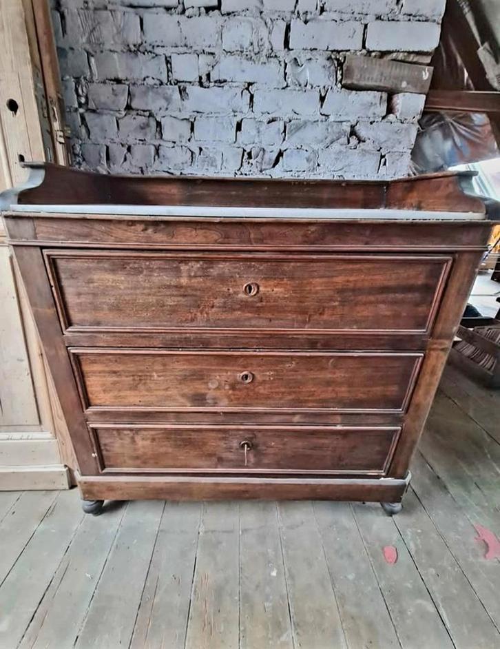 Ladekast/commode hout met marmeren blad, Huis en Inrichting, Kasten | Ladekasten, Zo goed als nieuw, Ophalen
