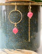 Assymetrische oorbellen Roze Quartz, Avec pierre précieuse, Autres matériaux, Rose, Pendantes