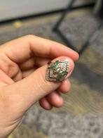 Ring 14k diamant+ emelard, Handtassen en Accessoires, Ringen, Ophalen, Zo goed als nieuw, Goud