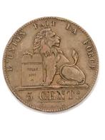 Munt België 5 cent koper Leopold I jaartal 1850, Ophalen of Verzenden, Overig, Losse munt