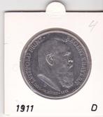 Duitsland 3 mark 1911D, Postzegels en Munten, Munten | Europa | Niet-Euromunten, Zilver, Duitsland, Ophalen of Verzenden, Losse munt