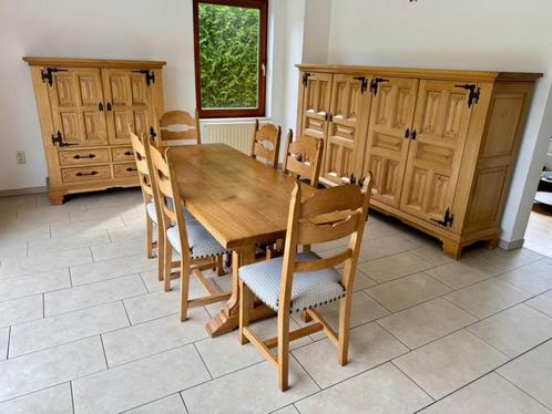 Salle à manger complète en chêne massif, Huis en Inrichting, Complete eetkamers, Zo goed als nieuw, 6 tot 8 stoelen, Ophalen