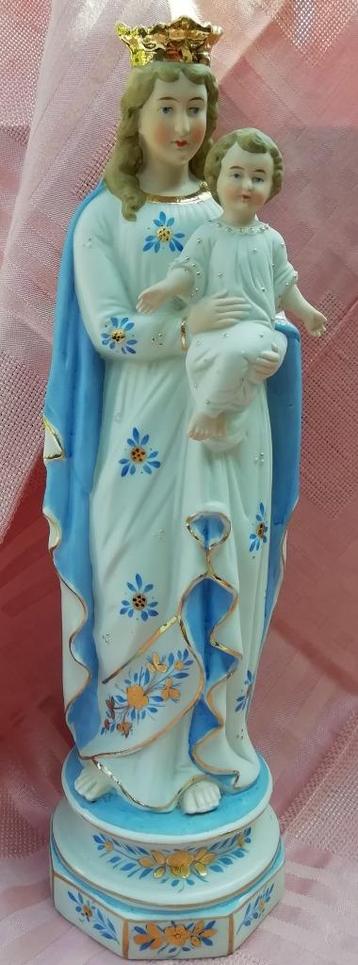 blauw, bruine, gouden kleuring. Gekroonde OLV met kind beschikbaar voor biedingen