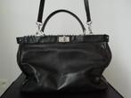 Zwarte Lederen Handtas - Maxima Milano, Ophalen, Zo goed als nieuw, Zwart, Handtas