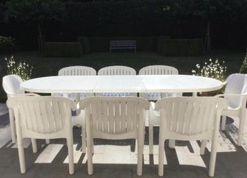 Set Witte Tuintafel en 10 Stoelen Allibert. Set: 140€ beschikbaar voor biedingen